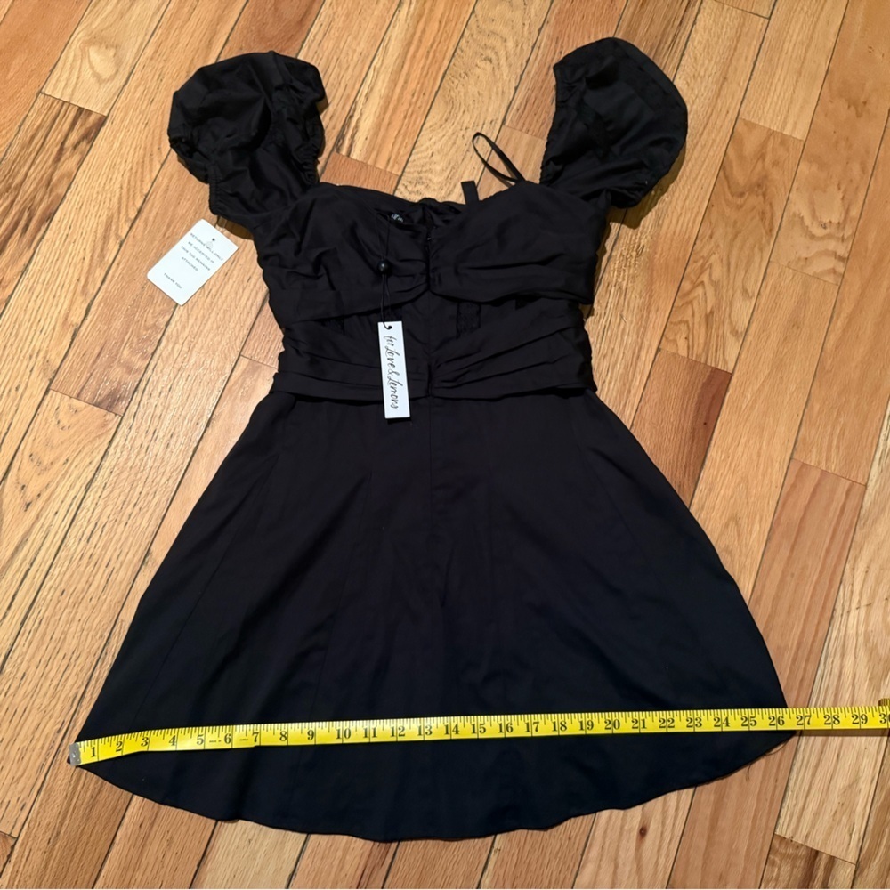 For Love & Lemons Short Sleeve Black Corset Mini Dress Women’s Size L Black NWT - Picture 15 of 16